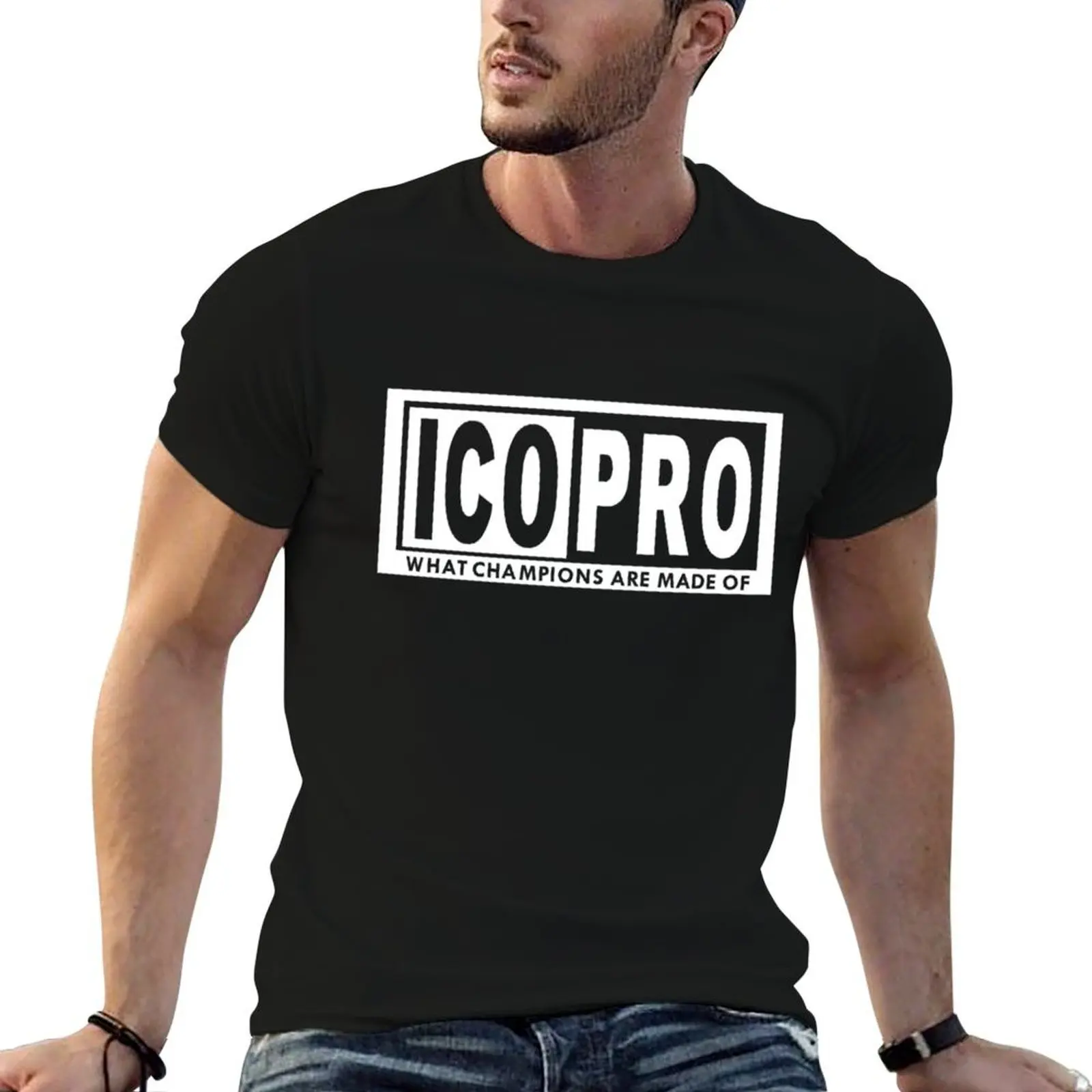 تي شيرت ICO PRO تي شيرت قطني أسود عادي للرجال حزمة تي شيرت للرجل جرافيك مضحك تي شيرت رجل عادي تي شيرت #1