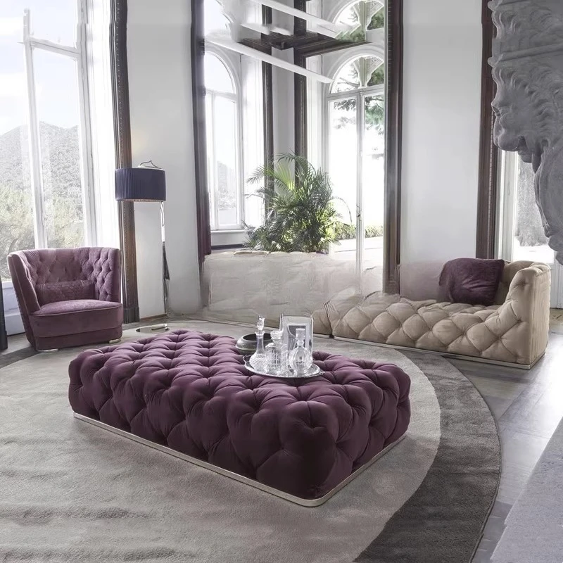 Fabric pull button villa living room minimalist hotel clubhouse reception sofa