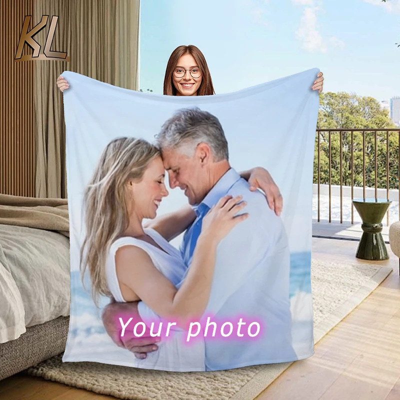 1pc Custom Blanket With Photo Text, Personalized Blanket Custom Throw Blanket, Custom Gift Blanket For Family, Friends