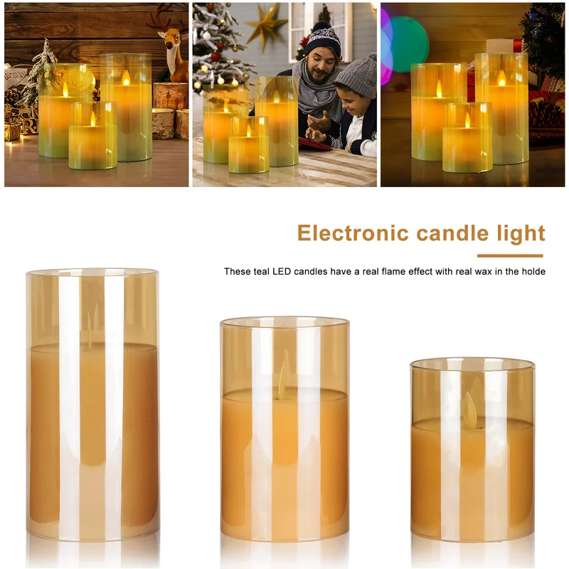 3pcs Flickering Flameless Candles Battery Powered Flickering Candles Led Tea Lights Party Decorative Fake Candles WIth Control
