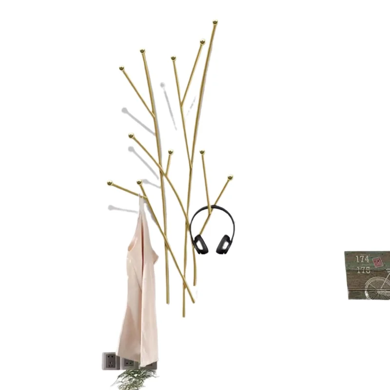 Nordic Light Luxury Entrance Metal Coat Rack Creative Wall Hooks Simple Living Room Bedroom Clothes Hanger Storage Rack