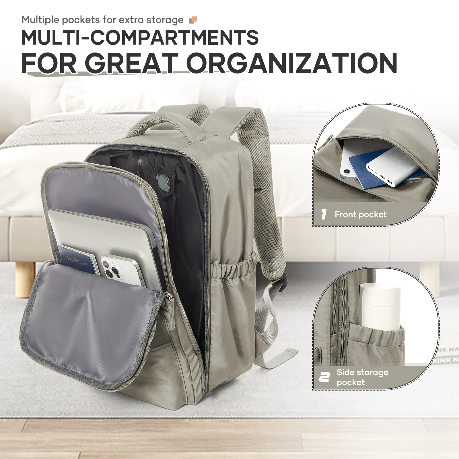 حقيبة Ryanair Cabin مقاس 40*30*20، حقيبة ظهر للسفر مضغوطة بالفراغ |   سعة كبيرة، حقيبة ظهر للجنسين، رحلات العمل والمشي لمسافات طويلة