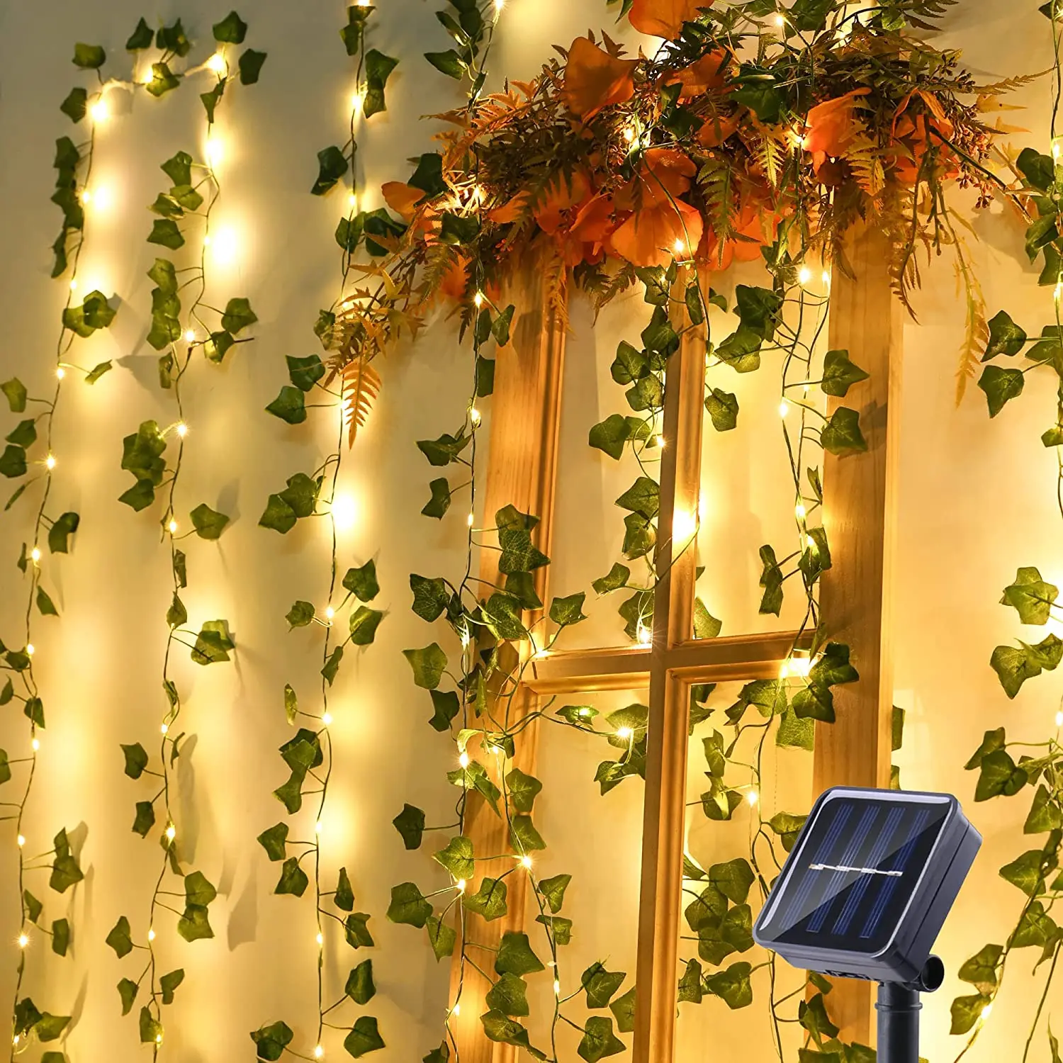 Solar String Light 33ft 100 LED Solar Vine String Light 8 Modes Ivy Leaf Solar Fairy Light Waterproof for Outdoor Wedding Garden