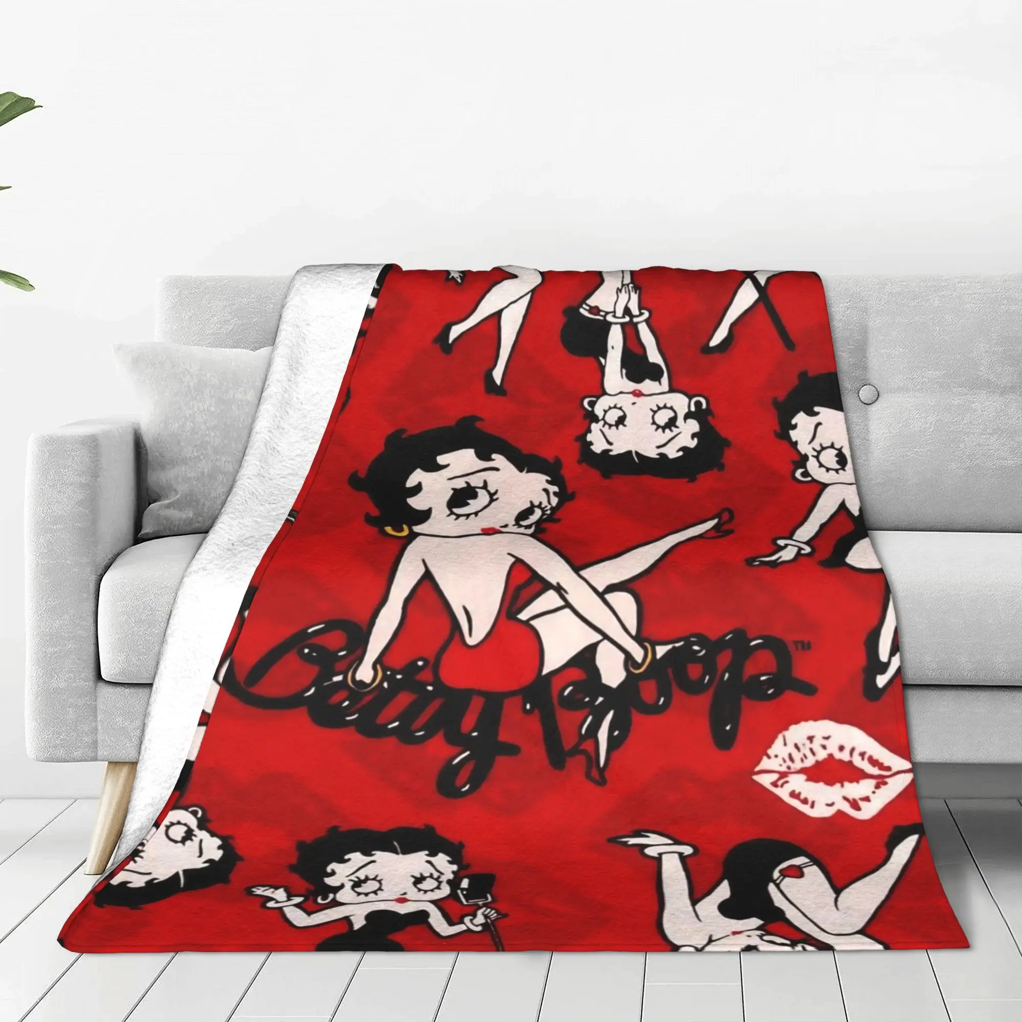 Girl B-Betty Blankets Fleece Cartoon Super Warm Throw Blanket for Bedroom Sofa Bed Rug