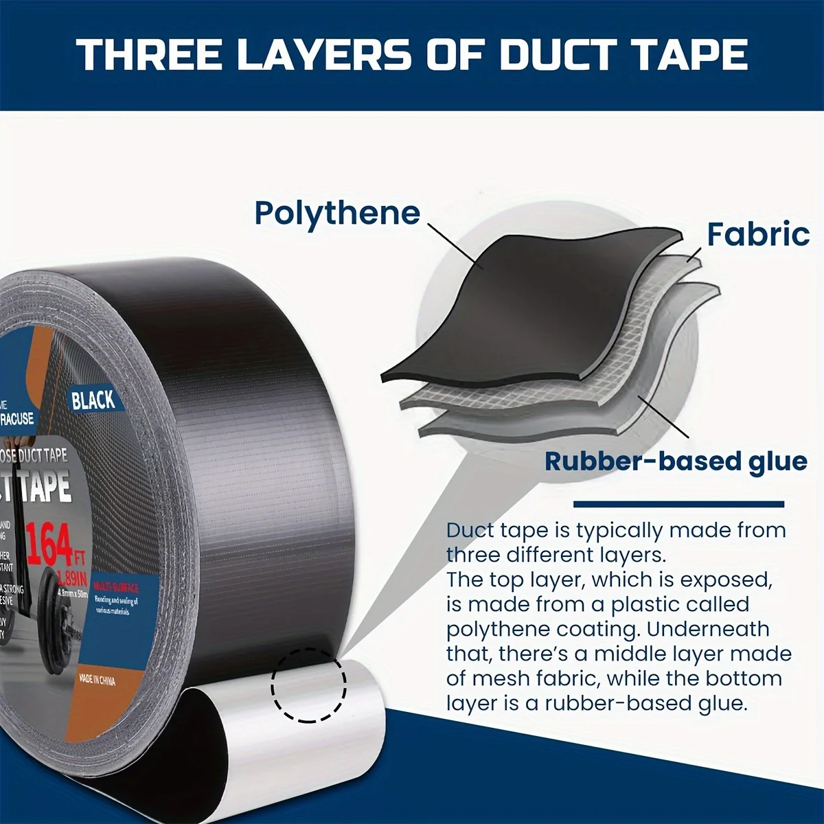 Black Super Adhesive Fabric Duct Tape Electric bicycle seat repair tarpaulin repair Black Cloth-based Adhesive Tape Packing tape