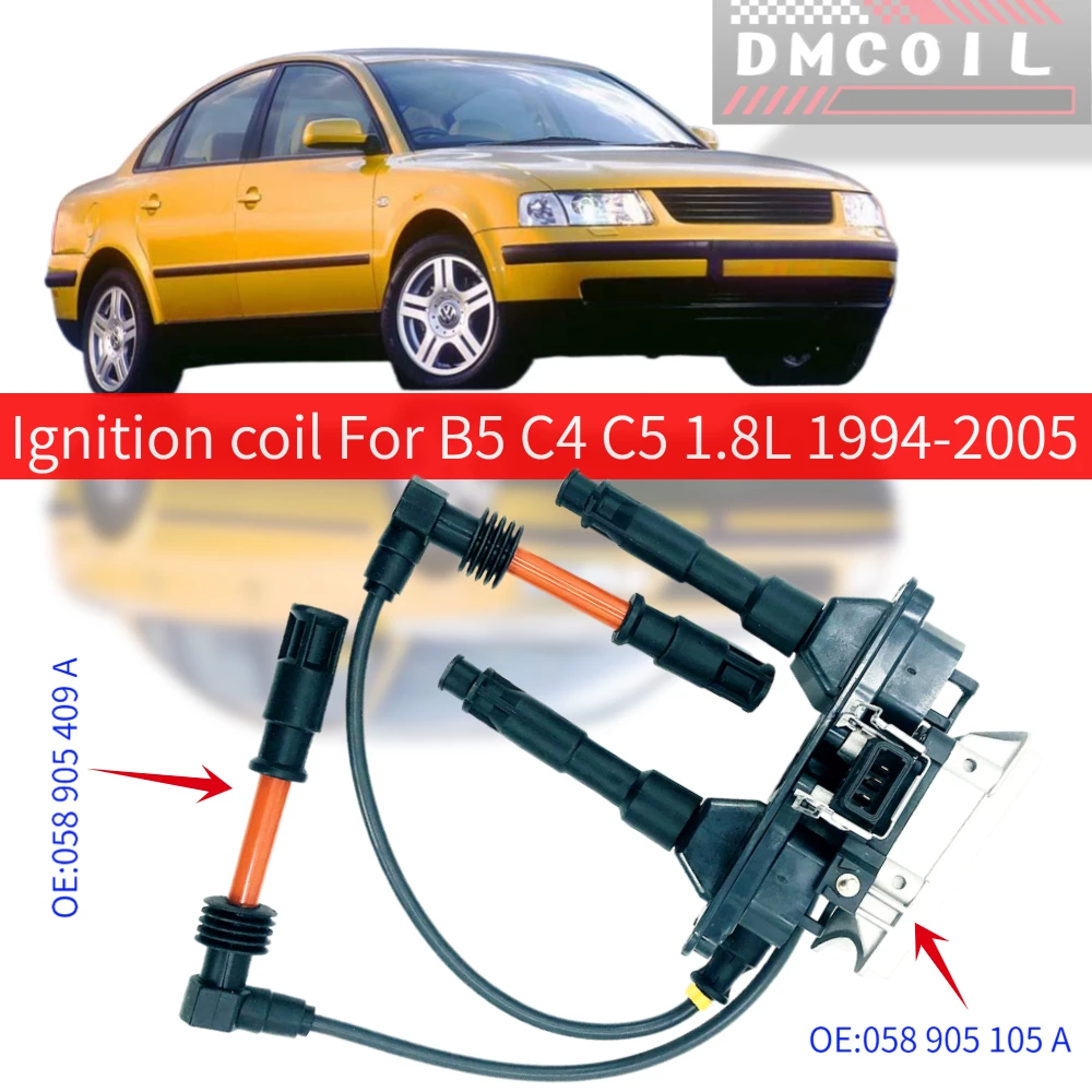 1 SET IGNITION COIL FOR AUDI A4 B5 Avant (8D2) (8D5) A6 C4 C5 Cabriolet B3 VW PASSAT B5 1.8L 1994-2005 058905101A 058905409A