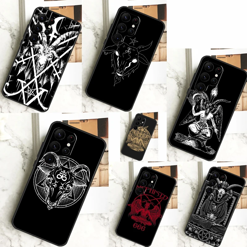 Pentagram Baphomet Satan Case For Samsung Galaxy S24 Ultra S23 S22 S21 S20 FE Note 20 S8 S9 S10 Note 10 Plus Cover