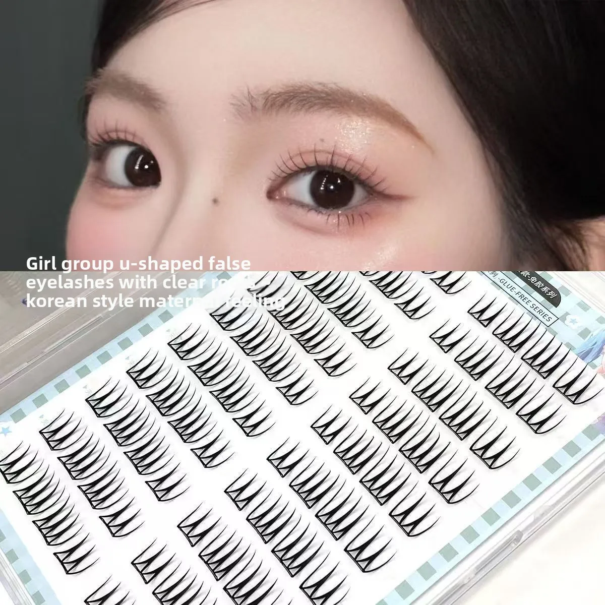 Künstliche Wimpern ohne Kleber, U-förmige Wimpernstreifen, natürliche, dünne koreanische Wimpern, einfach anzubringen und zu entfernen, für den täglichen Gebrauch 8–11 mm – Detail 2