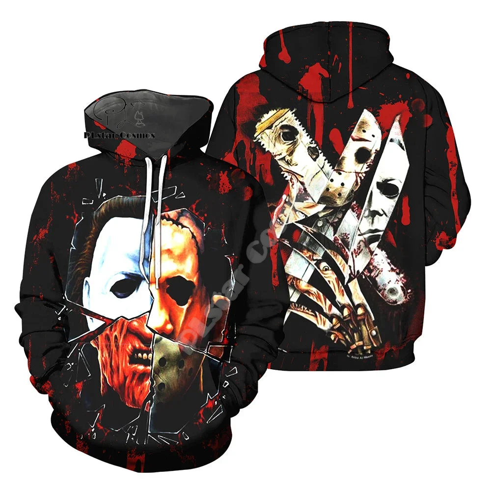 Cosplay Halloween Horror Terror Movie Michael Myers Vintage Retro Graffiti 3DPrint Pullover Streetwear Casual Jacket Hoodies N1