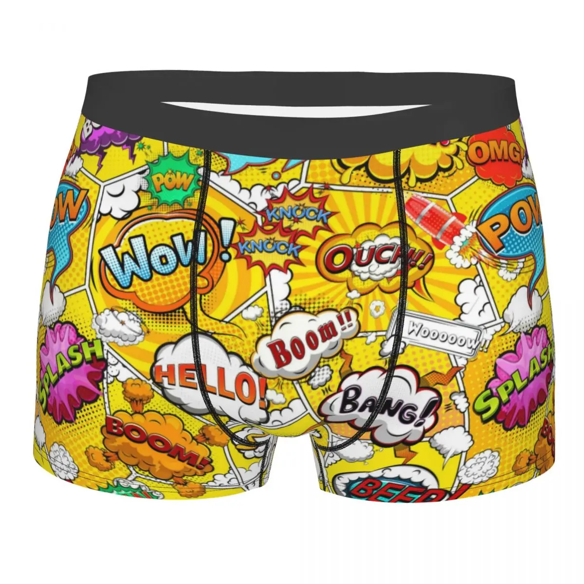 Custom Comic Book Speech Bubbles Underwear Men Sexy Print Boxer Briefs Shorts Panties Breathable Underpants
