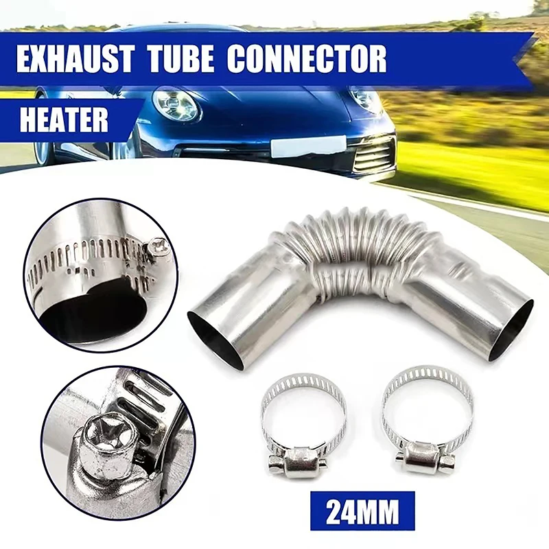 1 conjunto de tubo de cotovelo de 24mm, aquecedor de ar para estacionamento, tubo de escape, conector de cotovelo com clipe para barcos, aquecedor, peças de aquecimento de carro