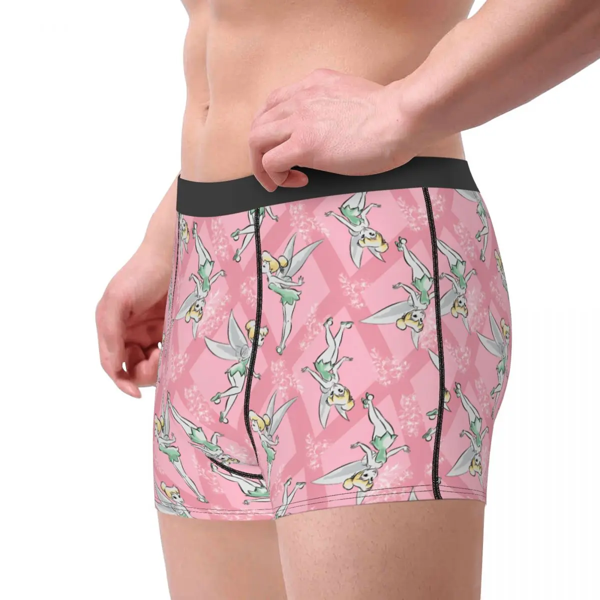 Men's Tinker Bell Fairy Cartoon Underwear Princess Flower Anime Novelty Boxer Briefs Shorts Panties Male Mid Waist Underpants