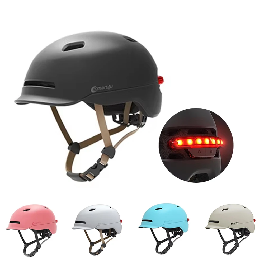 Capacete de scooter elétrico urbano, capacetes de ciclismo de estrada com luz traseira, capacete de bicicleta elétrica para homens e mulheres, acessórios de bicicleta