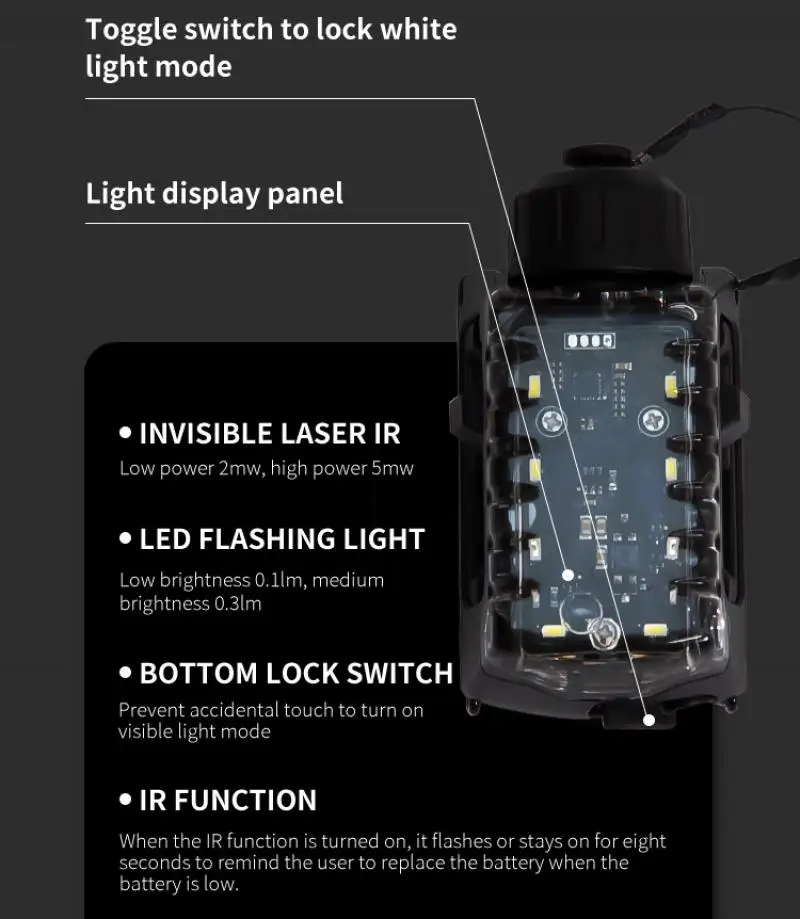 FMA Helmet Survival LED Light Waterproof IR Function Molle Signal Flashlight TB1473