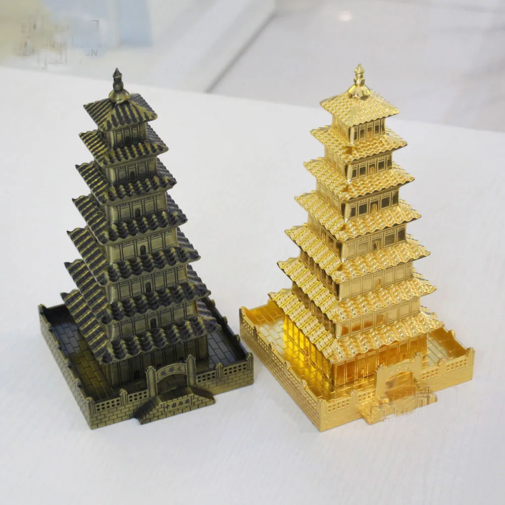Ancient Chinese architectural style Bronze material artificial The big Wild Goose Pagoda Ornaments model