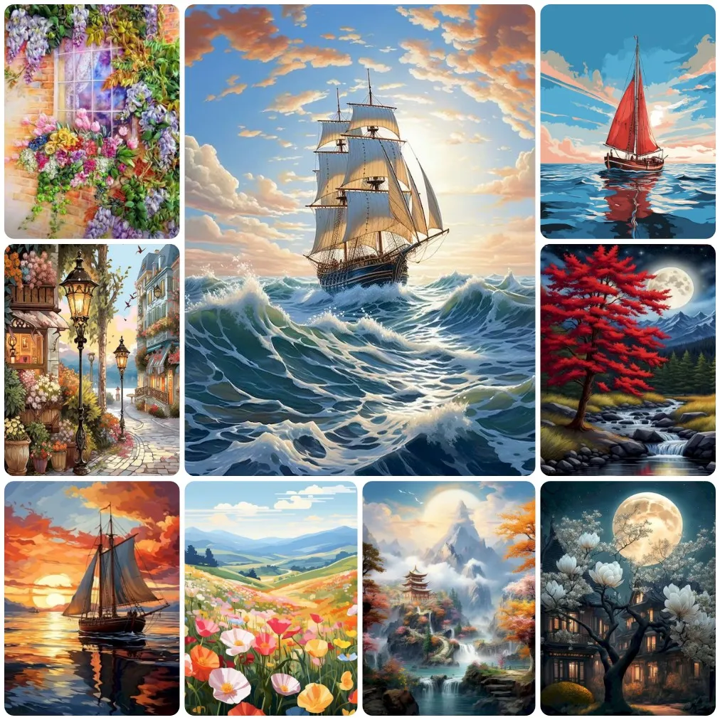 

DIY Whimsical European Street Jigsaw Puzzle, Flower-Covered Alley and Night Lanterns for Bedroom Home Decoration