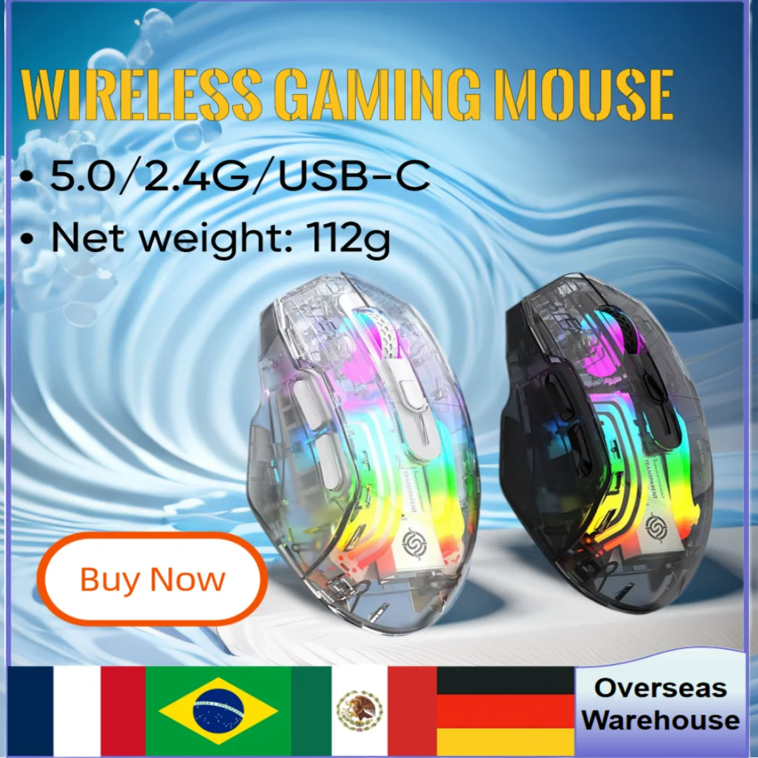 

Wireless Transparent Gaming Mouse Modes Electronic Competition Mice For Pc Laptop Desktop Bluetooth-compatible 5.0/2.4g/usb-c 3