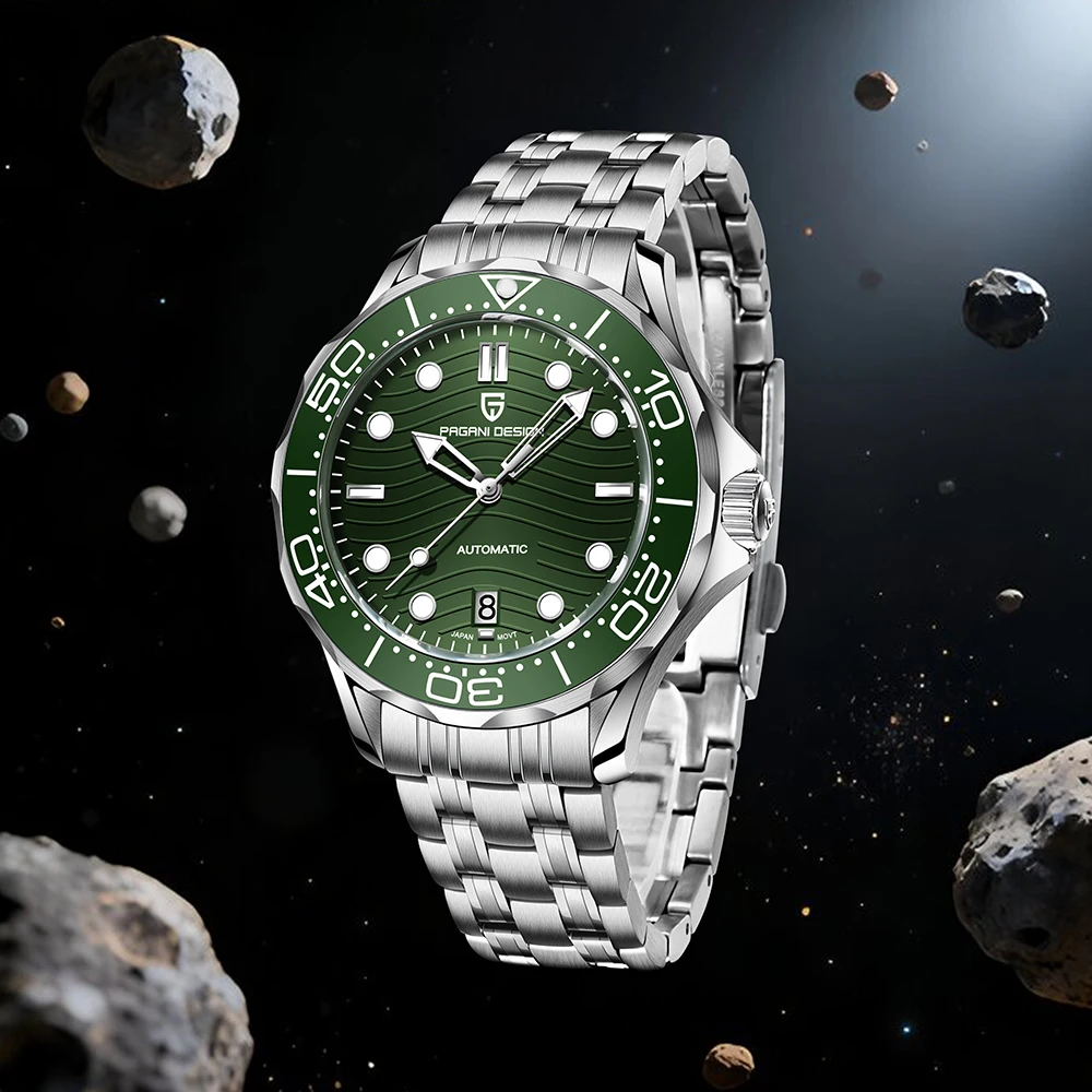 Pagani Design 2025 ساعة ميكانيكية للرجال من الفولاذ المقاوم للصدأ 42 مللي متر ساعة عصرية رائعة 100 متر مقاومة للماء زجاج الياقوت عرض التاريخ #3
