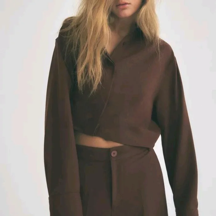 Autumn and Winter New Women Set Draping Short Shirt 86342 High Waist Draping Casual Shorts 6929508