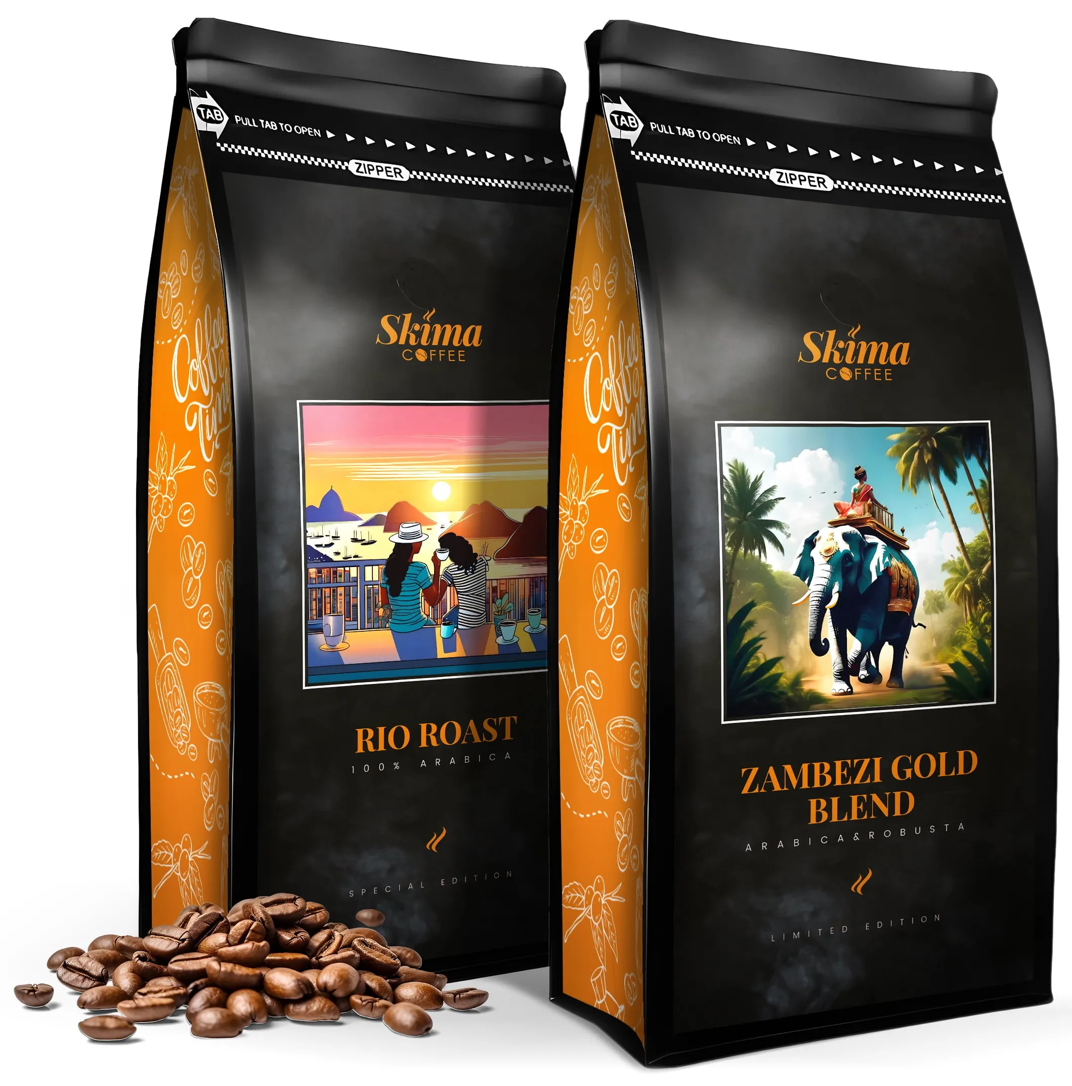 Kawa ziarnista 2x1kg RIO ROAST/ZAMBEZI GOLD BLEND Świeża do ekspresu+GRATIS