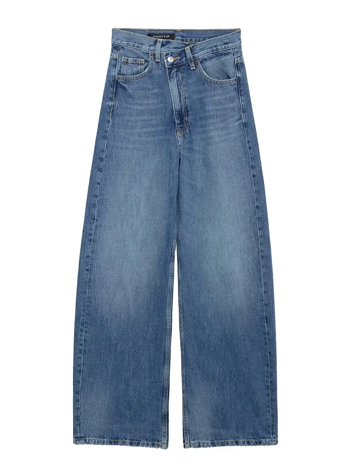 Loose Women's Jeans Mid-Waist Double-Breasted Spring New Sle Comfortable Fit Casual Faion plus Size Denim Pants