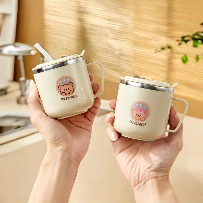 كوب ماء لطيف كابيبارا 316 من الفولاذ المقاوم للصدأ للأطفال مع شفاطة 270 مل كوب معزول مزدوج الجدار كوب قهوة حليب مانع للتسرب