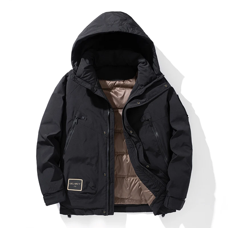 Gorasion 2025 ชายฤดูหนาวใหม่เป็ดสีขาวลงเสื้อแจ็คเก็ตหนาเสื้อแฟชั่นเสื้อคู่กลางแจ้งHooded Overcoat Jacket