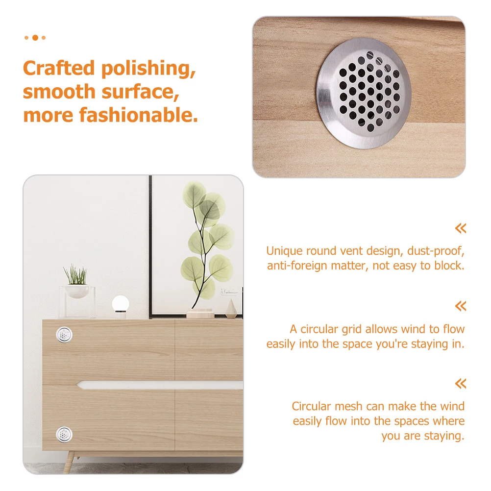 

50 Pcs Vent Round Vent Cover Grille Stainless Steel Air Outlet Ductless Round Cover Soffit Shed Breathable Decor Hole
