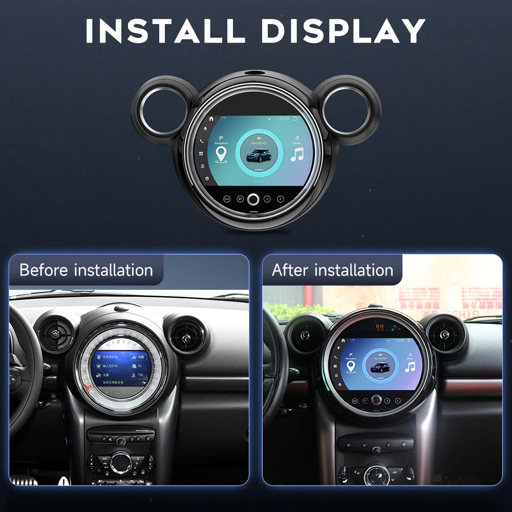 9 Inch Android 14 System Carplay Touch Screen Car Dvd Player Android Car Stereo for Mini Countryman R60 2011-2016