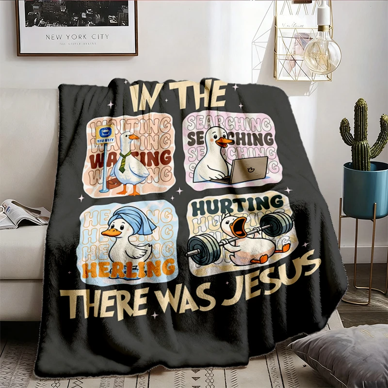 Christian Goose There Was Jesus Gift Flannel Blanket Flannel Throw, Bible Verse Gifts, Church Cozy Blanket Design
