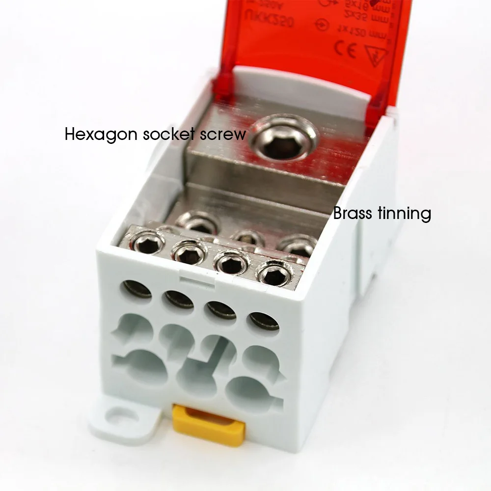 Caja de línea de rama de Unión Unipolar de distribución, conector eléctrico de cable, bloque de terminales de Riel Din, UKK