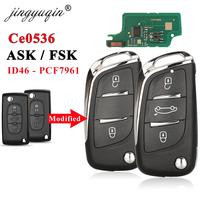 jingyuqin CE0536 2/3 Buttons Modified Flip Car key for Peugeot Partner 307 308 407 408 3008 ASK/FSK 433MHz PCF7961 HU83/VA2