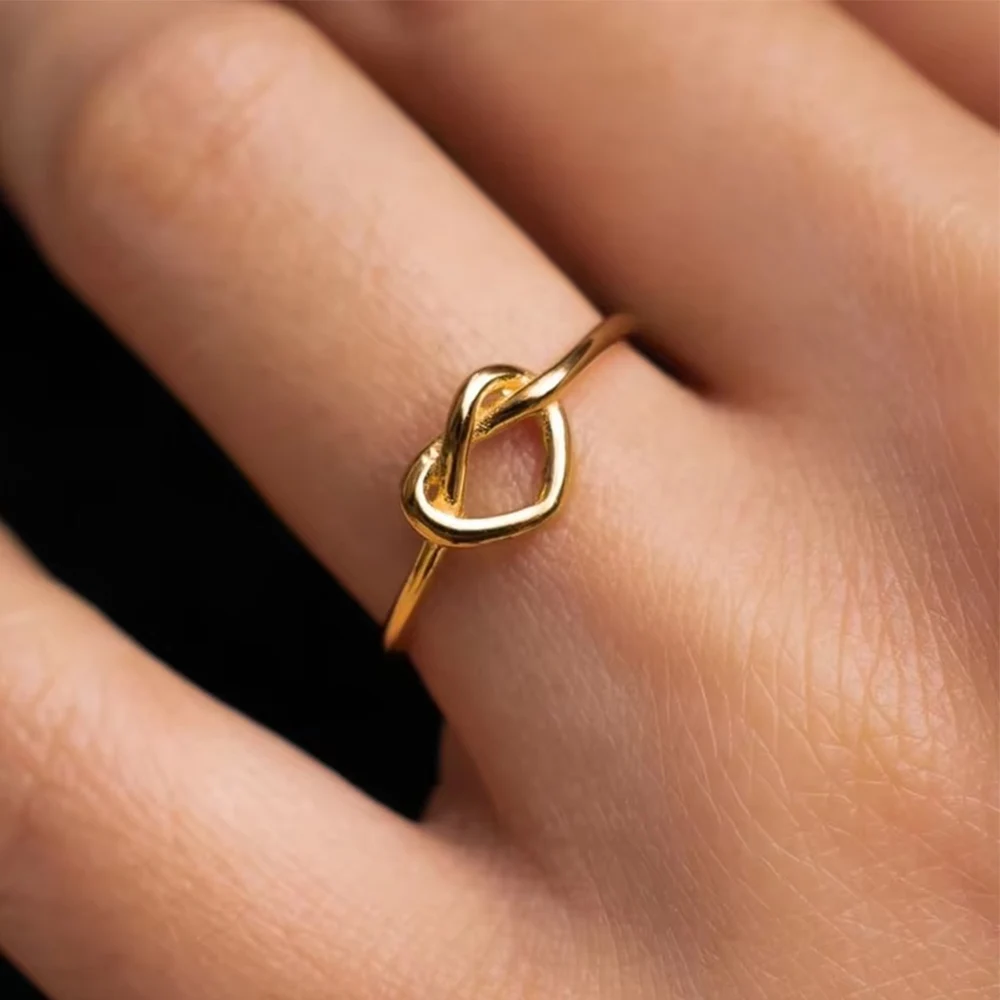 2023 neue Edelstahl Herz Ring Für Frauen Gold Farbe Einfache Cut Ring Hochzeit Ästhetischen Luxus Schmuck anillos mujer
