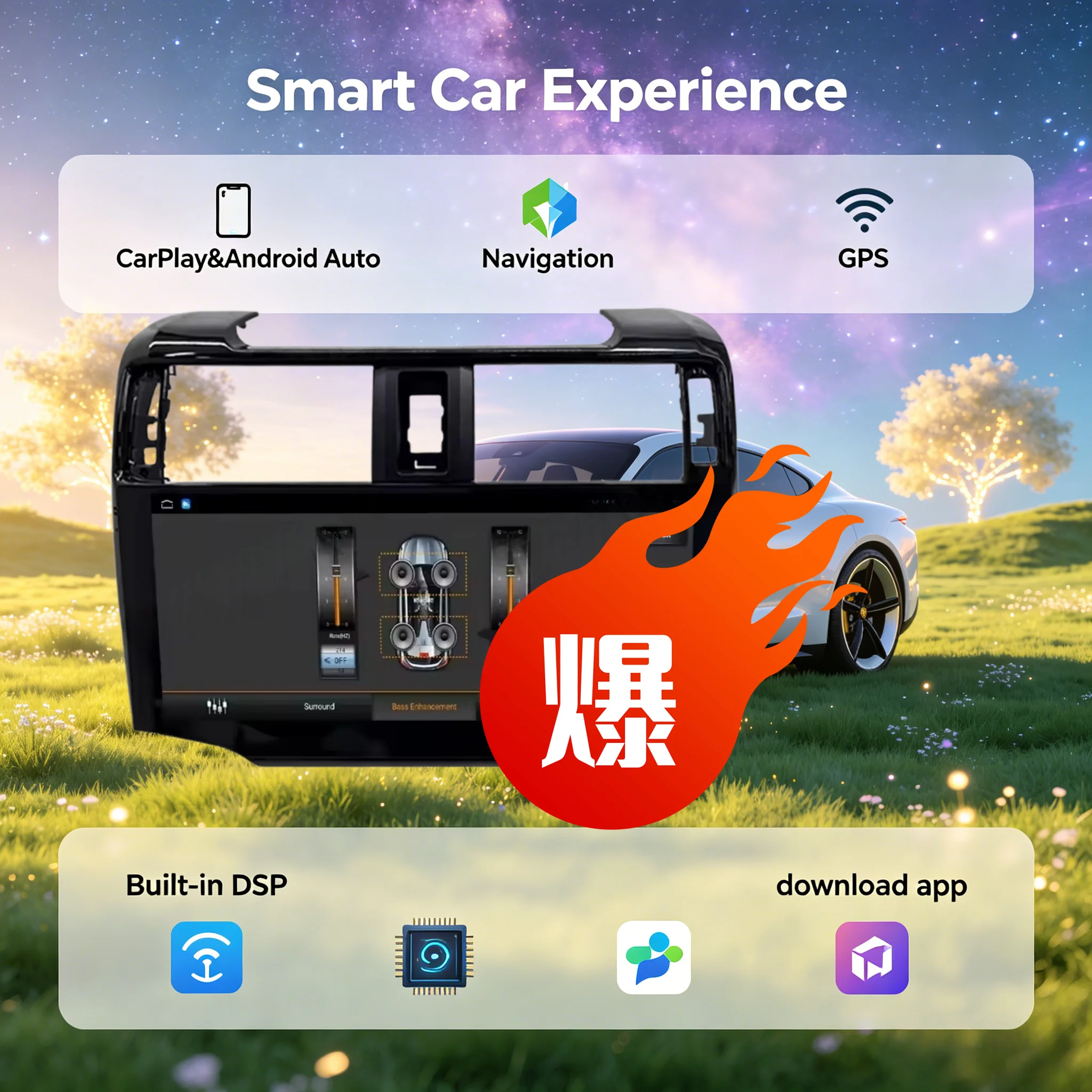 12.3inch Android Multimedia Video Player For Toyota 4 Runner 4runner 2010-2022 Stereo Car GPS Wireless Carplay Auto Navigation