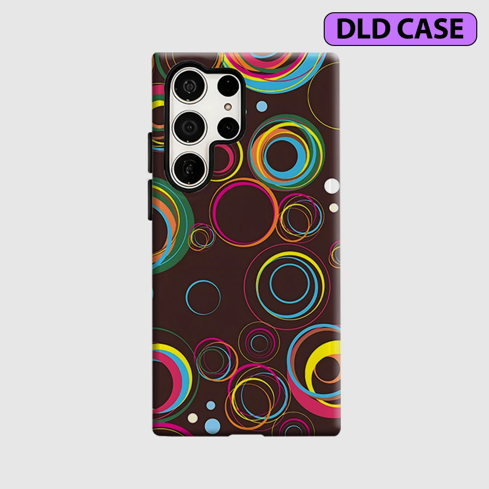Colorful Circles Phone Case for Samsung Galaxy S26 S25 Ultra S24 S23 Ultra Plus Shockproof Double Layer Tough Back Cover