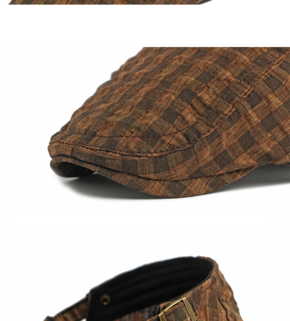 HT5093 Baskenmützen Frühling Sommer Atmungsaktive Sonnenkappe für Männer und Frauen Künstler-Malermütze Verstellbare Ivy Flat Cap Unisex Karierte Baskenmütze – Detail 7