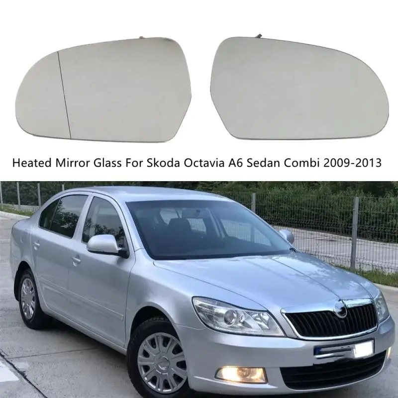 Podgrzewane elektryczne skrzydło boczne lusterko wsteczne szkło dla Skoda Octavia A6 MK2 Sedan i Combi 2009 2010 2011 2012 2013 samochód stylizacji