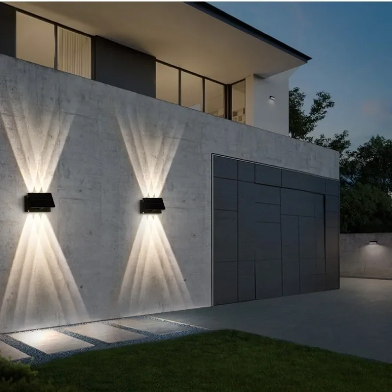 Imagem -04 - Outdoor Solar Led Wall Lights Lâmpada Impermeável up And Down Luminous Lighting Varanda Quintal Jardim Decoração