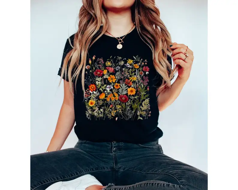 Cottagecore  Wildflower Botanical Shirt Cottage Core Goblincore Shirt Fairycore T-Shirt Gardening Floral Nature