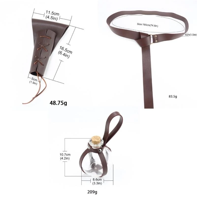 39BD 르네상스 액세서리 푸 벨트 검 개구리 물약 병 홀더 스커트 하이킹 세트 할로윈 중세 축제 의상
