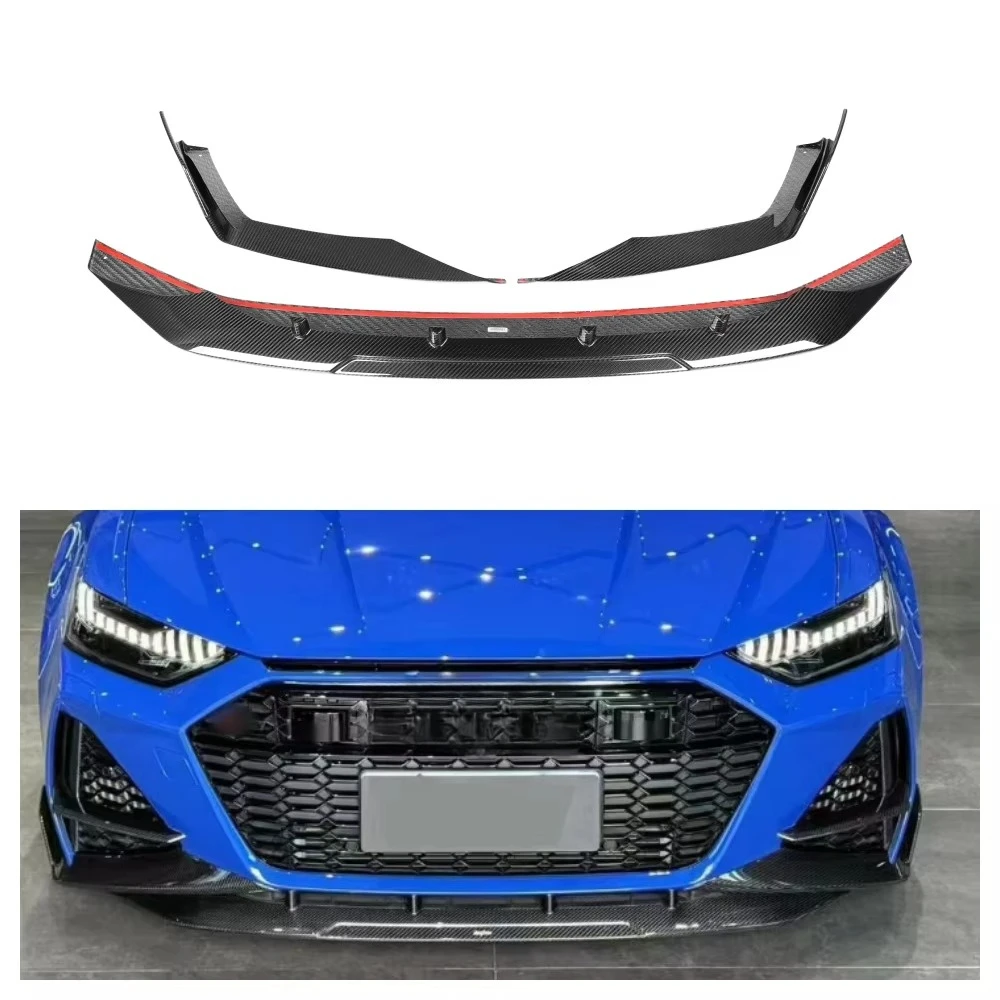 100% Dry Carbon Fiber Front Lip Front Bumper Lip 3PCS for RS7 C8 Sedan 2019-2021 RS7 Front Lip