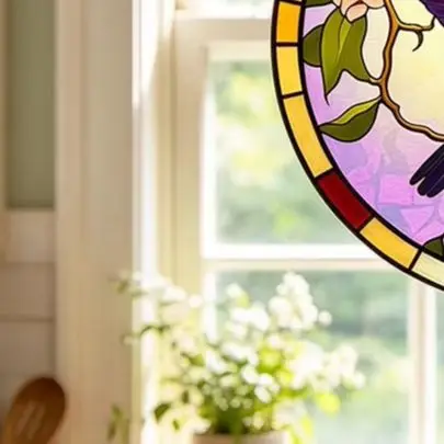 Hummingbird Stained Glass Window Hanging Flower Sun-catcher With Metal Chain For Garden Home Wall Decor Ornament