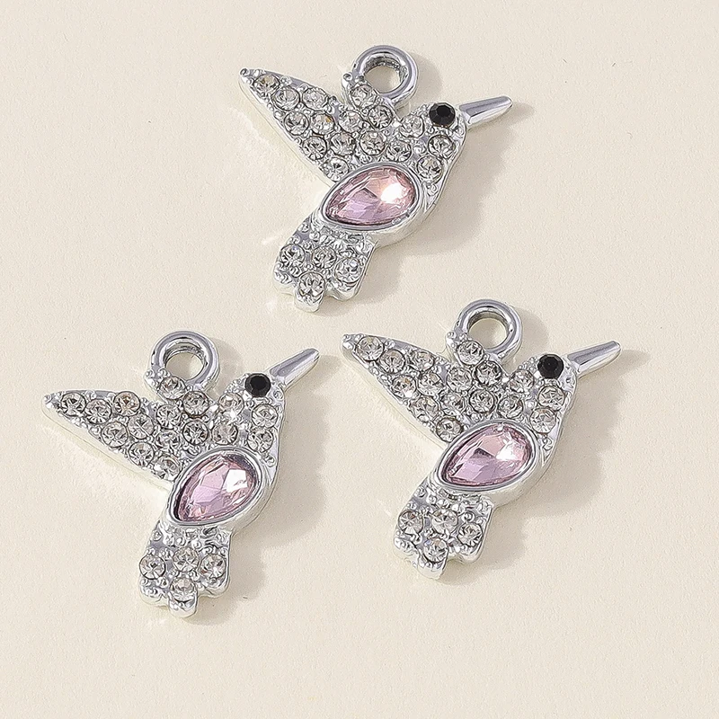 10pcs Glorious Crystal Hummingbird Charms for DIY Jewellery Making
