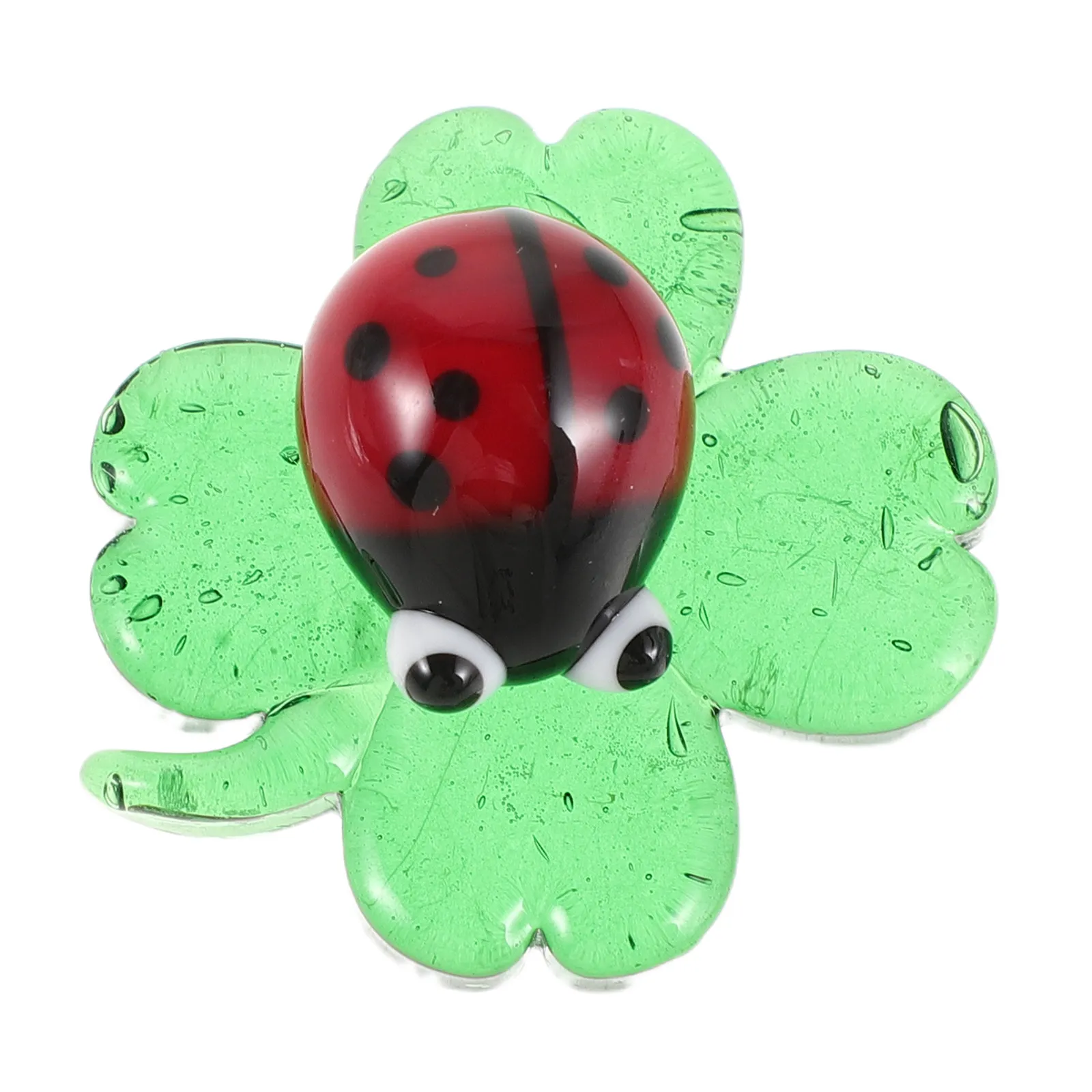 Four Leaf Clover Ladybug Glass Animal Statue Crystal Lucky Ornament Miniature Small Decorative Animal Figurines Car Table Shelf