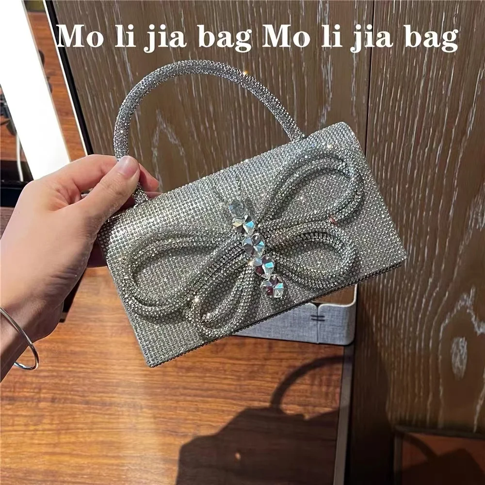 

Luxury Glitter Bow Knot Square Bag Shiny Diamonds Evening Bag Women's Handbag Wedding Party Clutch Purse Shoulder Crossbody Bag