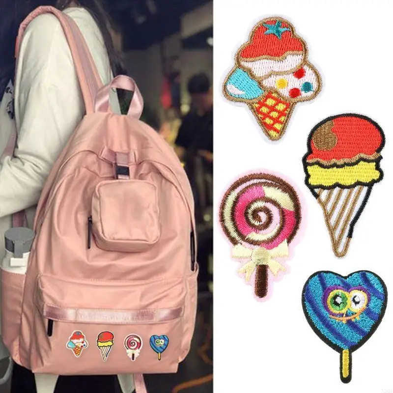 

20Pcs Cartoon Sweets Lollipop Ice Cream Patches Iron On Kids Embroidered Decorative Sewing Applique for Clothes Bag DIY