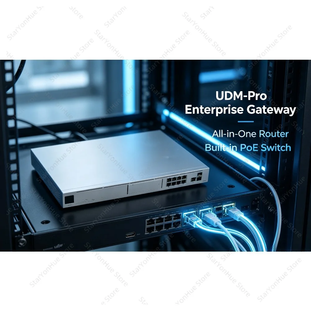 Original UniFi UDM-Pro All-in-One Enterprise Gateway, Built-in PoE Switch NVR Access Controller, Bare Unit Without Accessories
