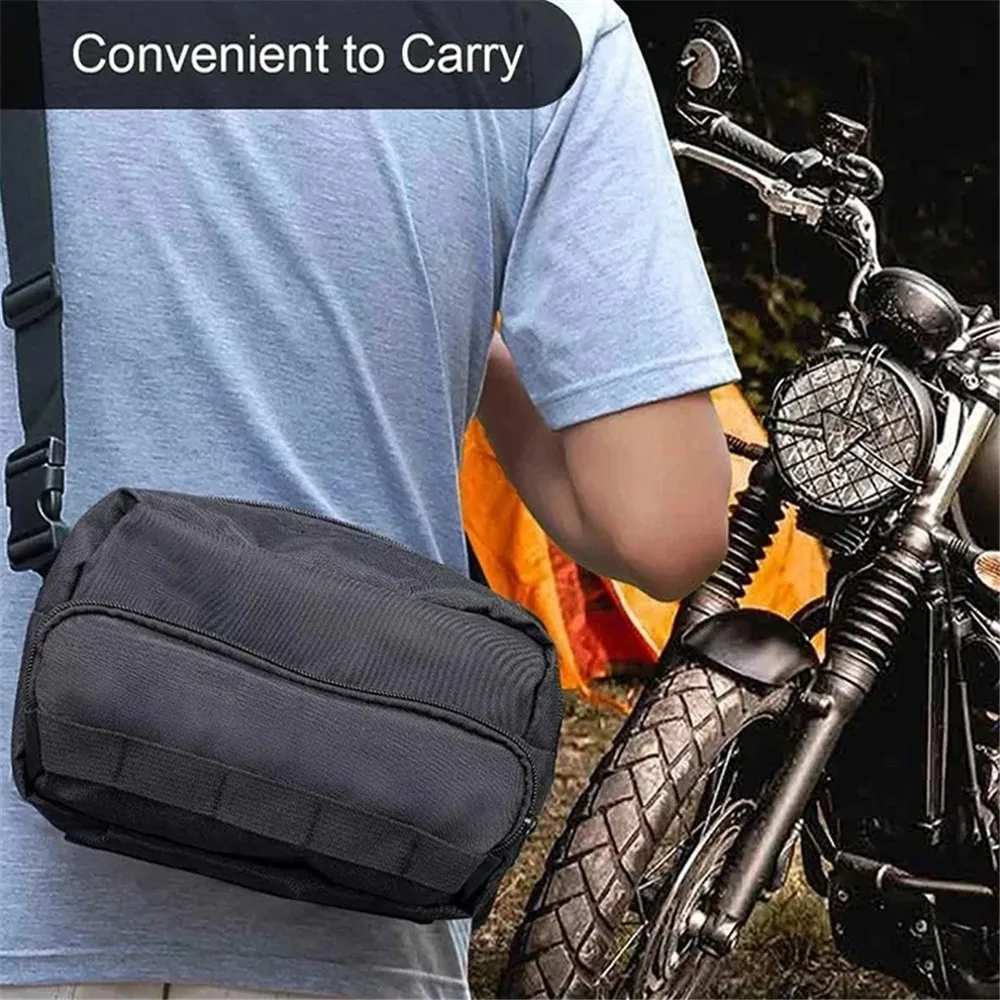 Black Motorcycle Handlebar Bag Barrel Bags Multifunction Storage Shoulder Bag For BMW Dirt Bike Cruiser Motor Riding Tool Pack view 6