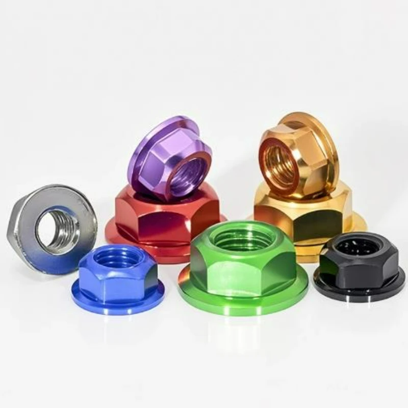 น็อตหกเหลี่ยมอะลูมิเนียมอัลลอยด์หลากสี 4/10 ชิ้น ขนาด M2 M2.5 M3 M4 M5 M6 M8 น็อตหกเหลี่ยมมาตรฐานระบบเมตริก