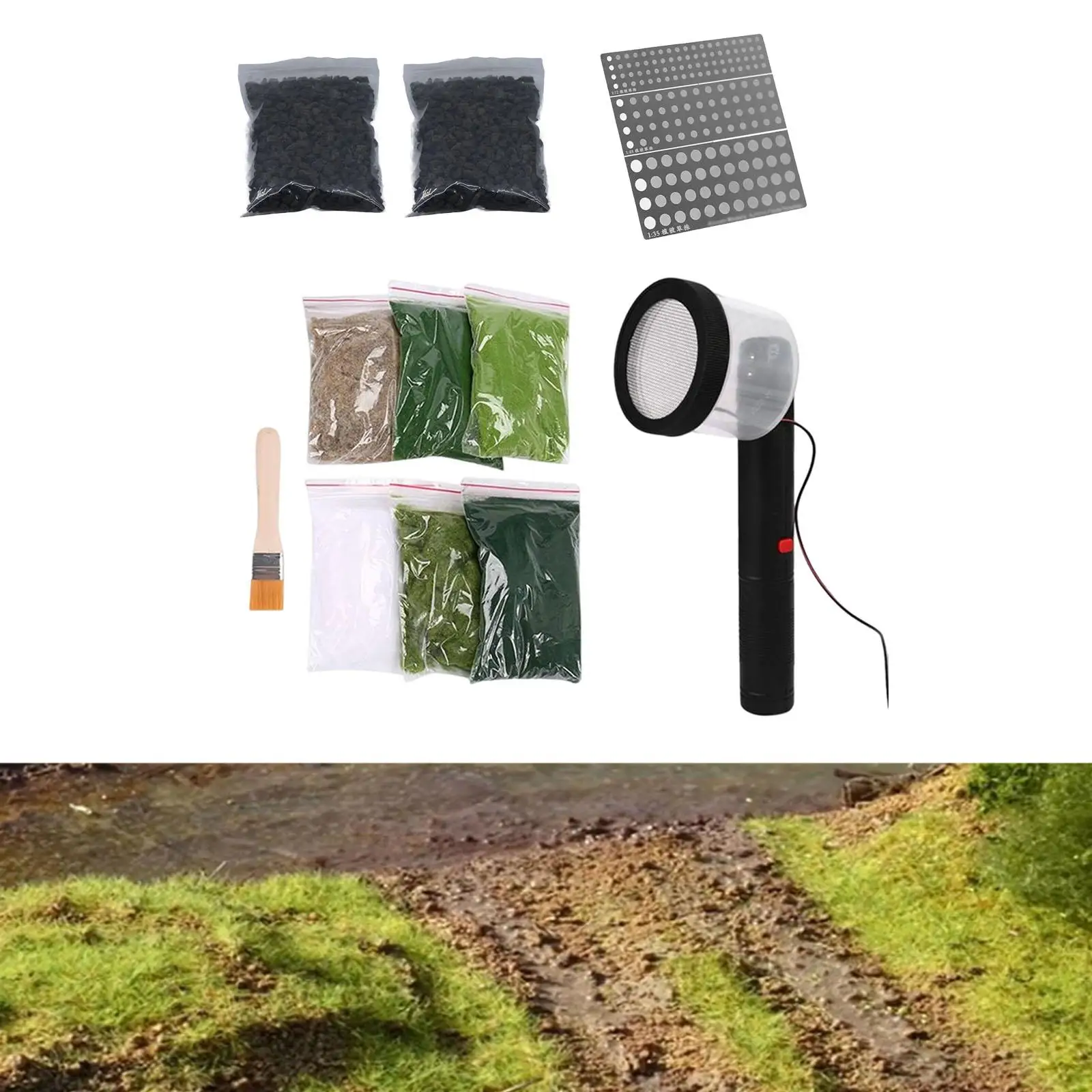 

11x Static Grass Applicators Electrostatic Flocking Machine Decoration Supplies Handheld with Brush Grass Planter Flock Static